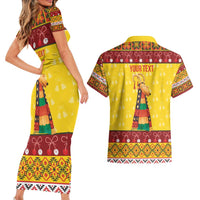 Personalized Moldova Christmas Couples Matching Short Sleeve Bodycon Dress and Hawaiian Shirt Capra Goat Folk Costume - Wonder Print Shop