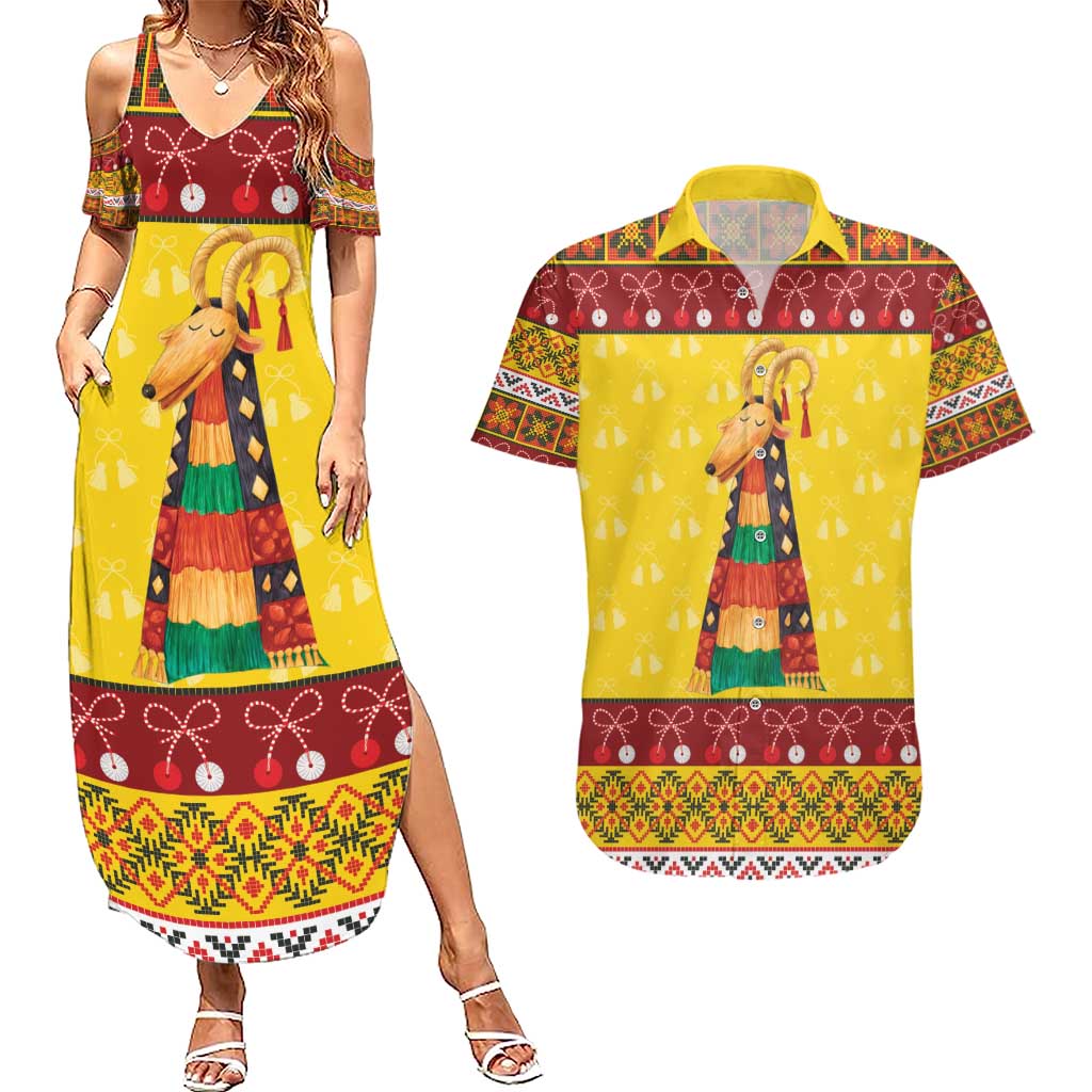 Personalized Moldova Christmas Couples Matching Summer Maxi Dress and Hawaiian Shirt Capra Goat Folk Costume - Wonder Print Shop