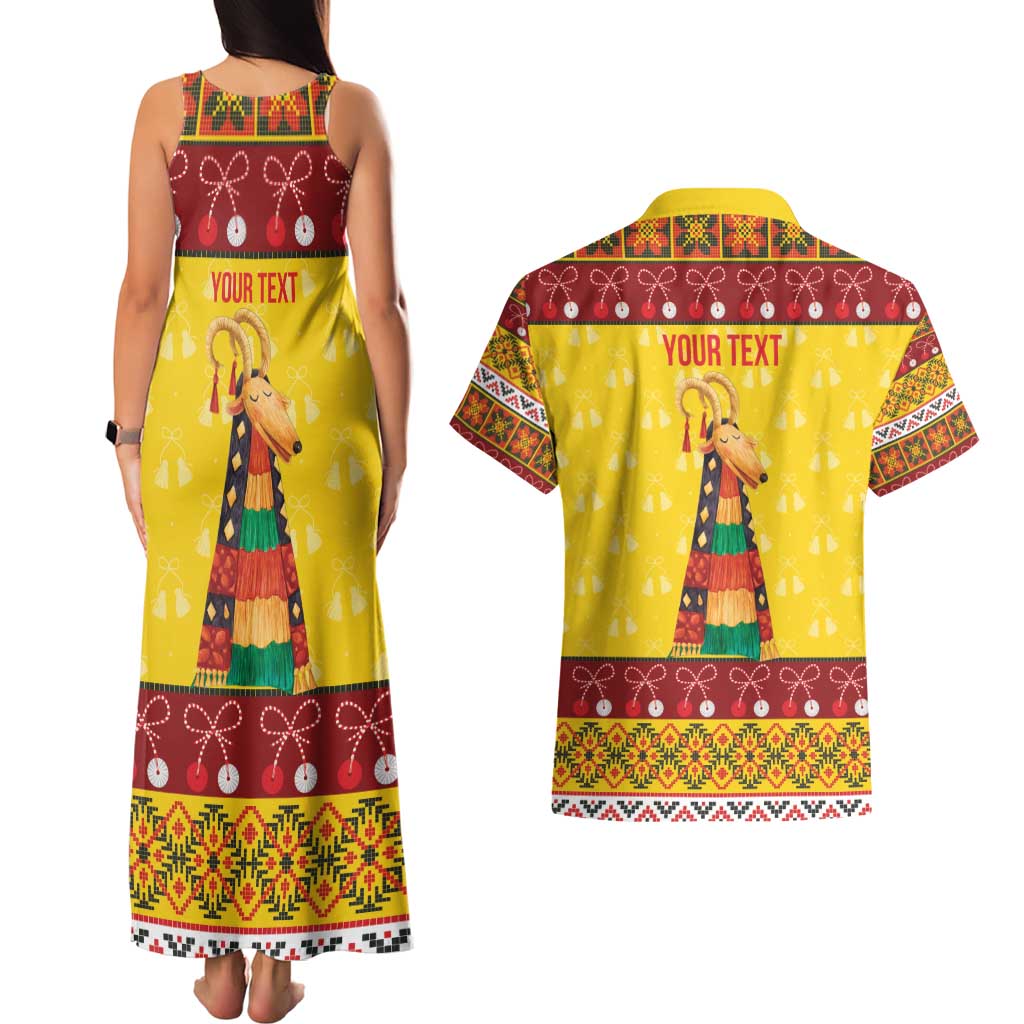 Personalized Moldova Christmas Couples Matching Tank Maxi Dress and Hawaiian Shirt Capra Goat Folk Costume - Wonder Print Shop