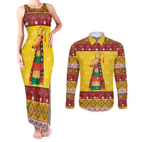 Personalized Moldova Christmas Couples Matching Tank Maxi Dress and Long Sleeve Button Shirt Capra Goat Folk Costume - Wonder Print Shop