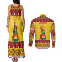 Personalized Moldova Christmas Couples Matching Tank Maxi Dress and Long Sleeve Button Shirt Capra Goat Folk Costume - Wonder Print Shop