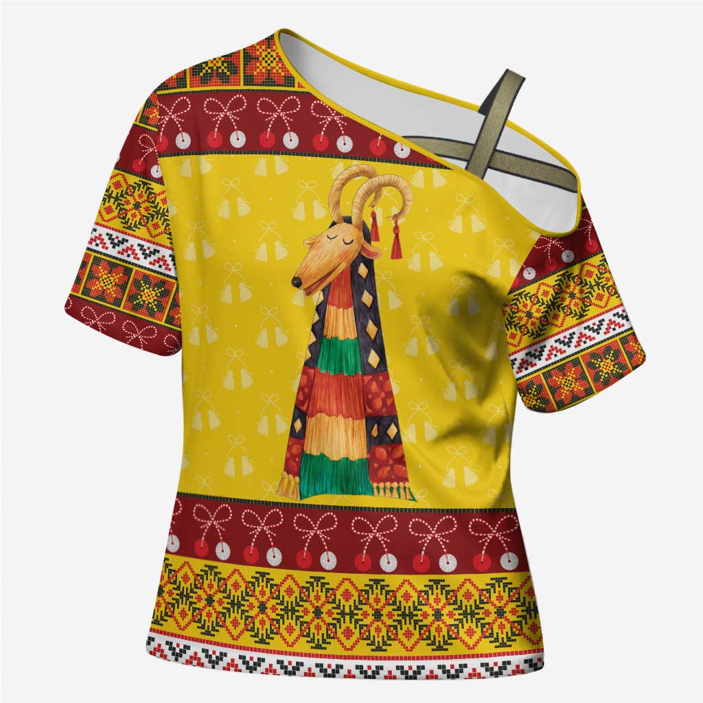Personalized Moldova Christmas Cross Shoulder Shirt Capra Goat Folk Costume - Wonder Print Shop