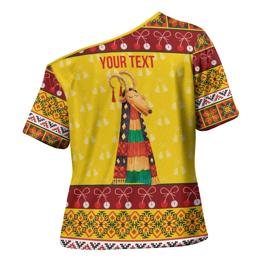 Personalized Moldova Christmas Cross Shoulder Shirt Capra Goat Folk Costume - Wonder Print Shop