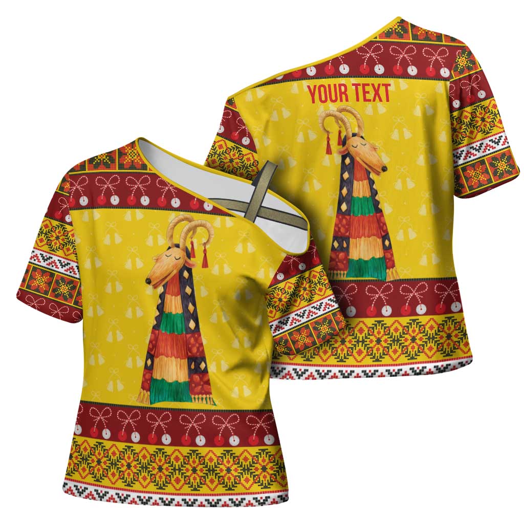 Personalized Moldova Christmas Cross Shoulder Shirt Capra Goat Folk Costume - Wonder Print Shop