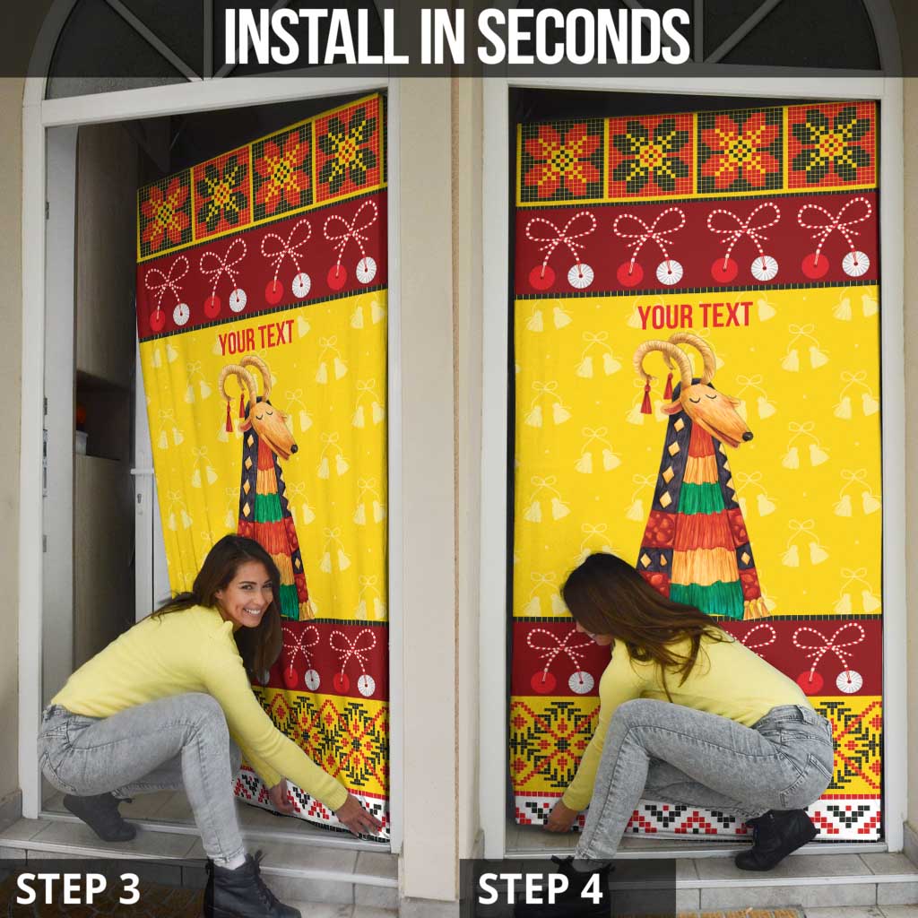 Personalized Moldova Christmas Door Cover Capra Goat Folk Costume - Wonder Print Shop