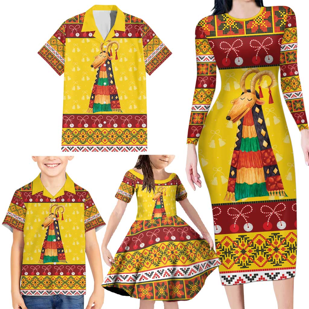 Personalized Moldova Christmas Family Matching Long Sleeve Bodycon Dress and Hawaiian Shirt Capra Goat Folk Costume - Wonder Print Shop