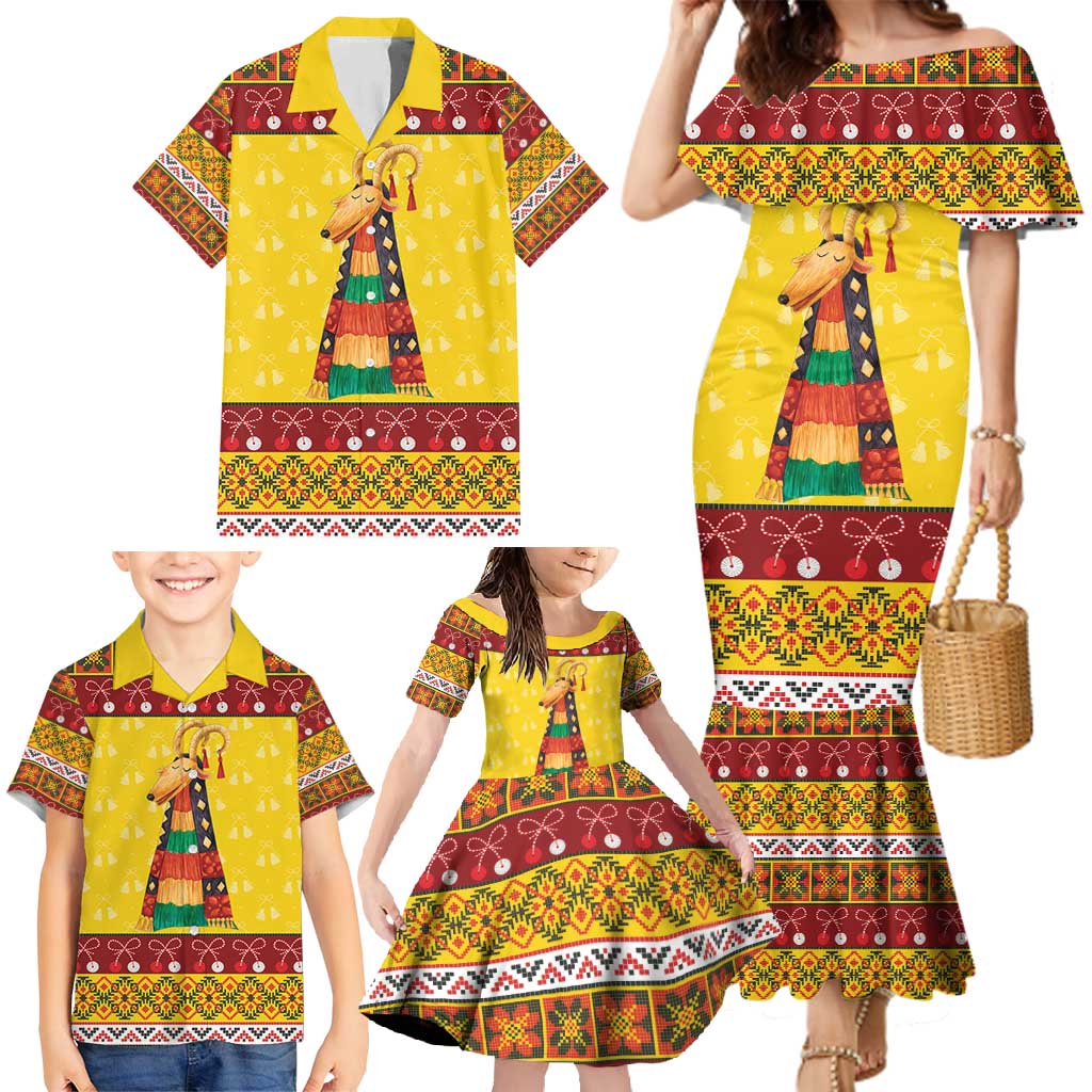 Personalized Moldova Christmas Family Matching Mermaid Dress and Hawaiian Shirt Capra Goat Folk Costume - Wonder Print Shop
