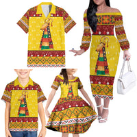 Personalized Moldova Christmas Family Matching Off The Shoulder Long Sleeve Dress and Hawaiian Shirt Capra Goat Folk Costume - Wonder Print Shop
