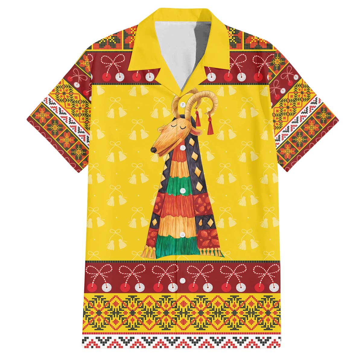 Personalized Moldova Christmas Family Matching Off The Shoulder Long Sleeve Dress and Hawaiian Shirt Capra Goat Folk Costume - Wonder Print Shop