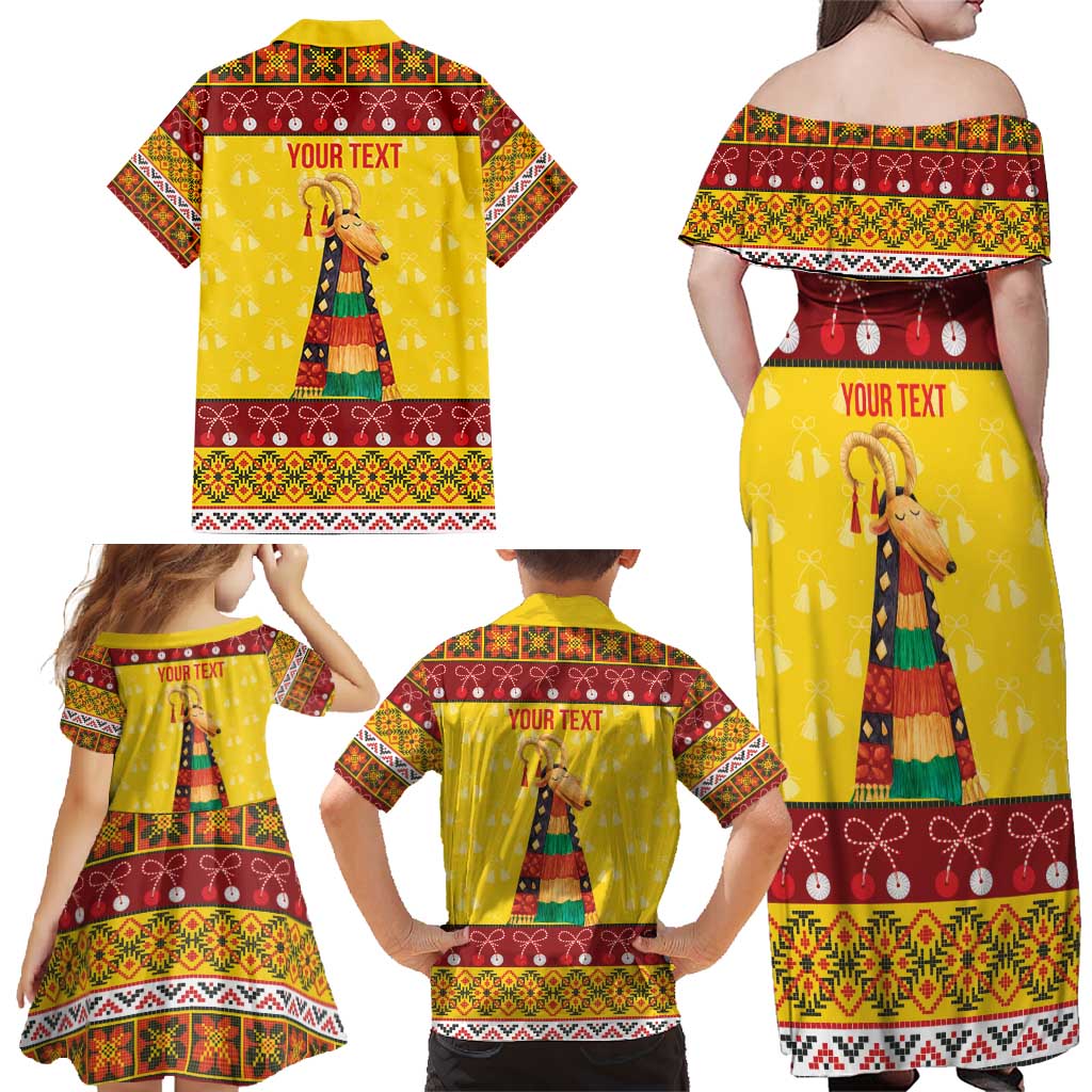 Personalized Moldova Christmas Family Matching Off Shoulder Maxi Dress and Hawaiian Shirt Capra Goat Folk Costume - Wonder Print Shop