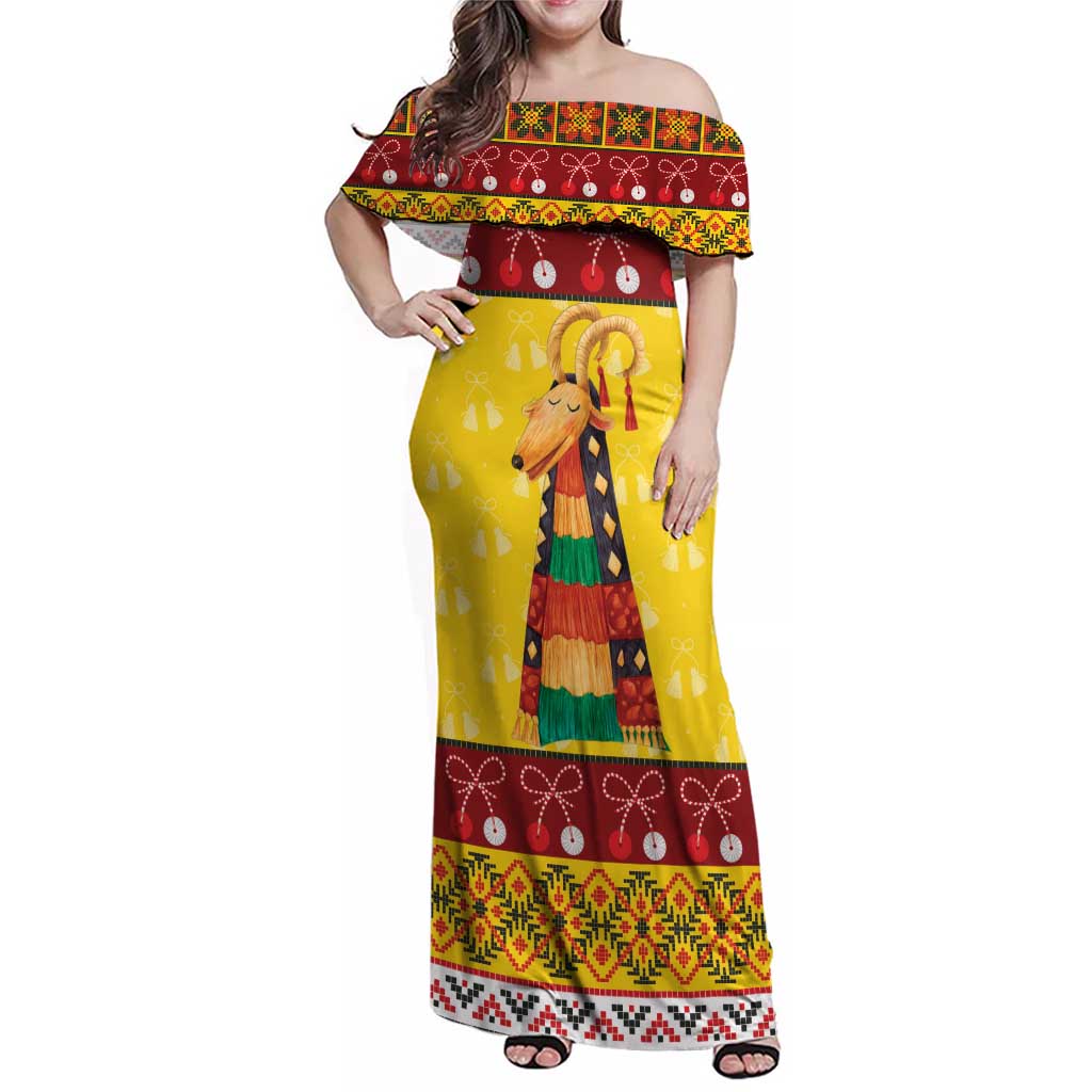 Personalized Moldova Christmas Family Matching Off Shoulder Maxi Dress and Hawaiian Shirt Capra Goat Folk Costume - Wonder Print Shop