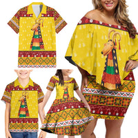 Personalized Moldova Christmas Family Matching Off Shoulder Short Dress and Hawaiian Shirt Capra Goat Folk Costume - Wonder Print Shop