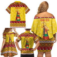 Personalized Moldova Christmas Family Matching Off Shoulder Short Dress and Hawaiian Shirt Capra Goat Folk Costume - Wonder Print Shop