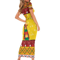 Personalized Moldova Christmas Family Matching Short Sleeve Bodycon Dress and Hawaiian Shirt Capra Goat Folk Costume - Wonder Print Shop
