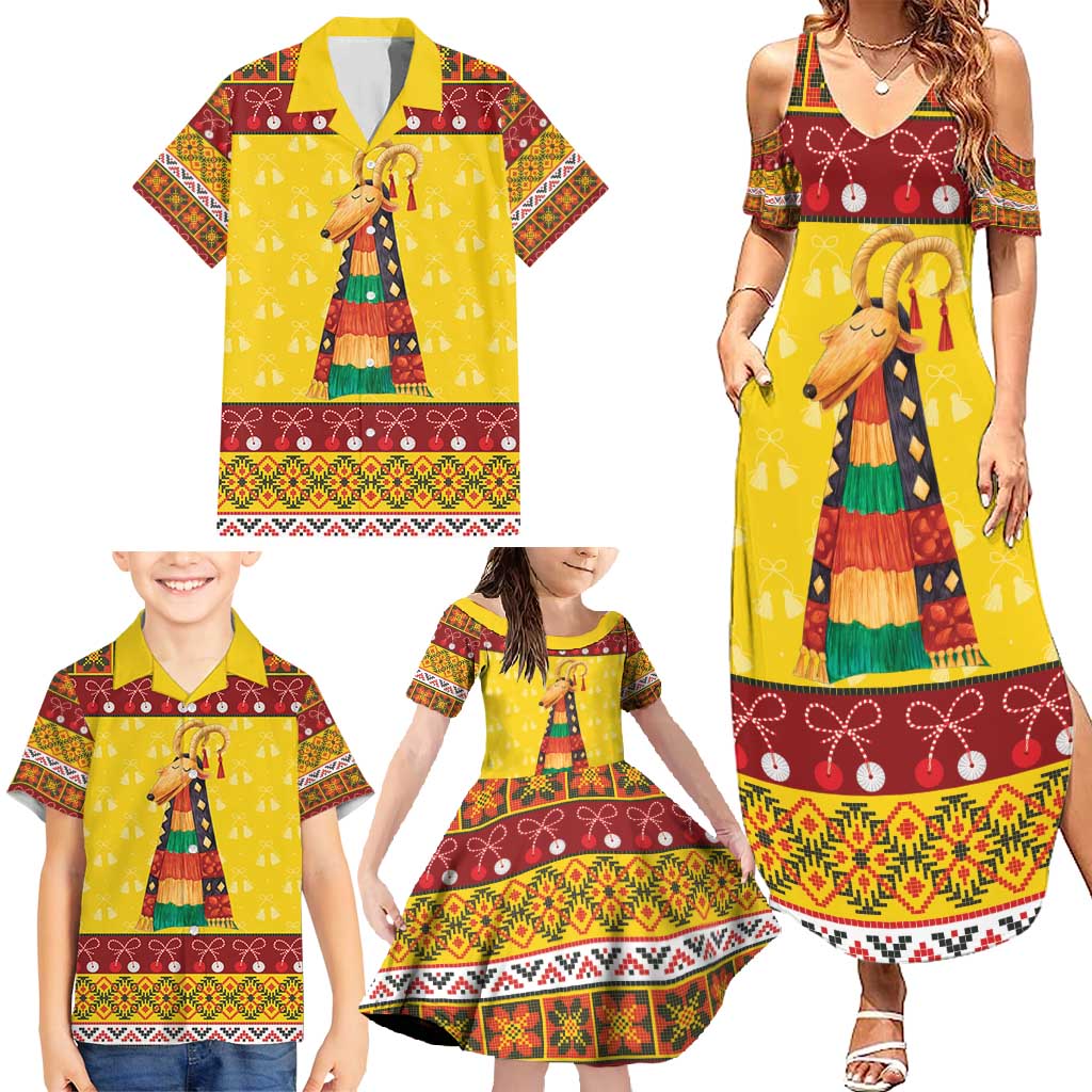 Personalized Moldova Christmas Family Matching Summer Maxi Dress and Hawaiian Shirt Capra Goat Folk Costume - Wonder Print Shop