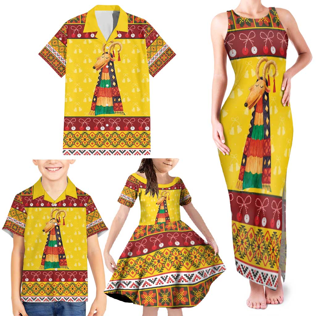 Personalized Moldova Christmas Family Matching Tank Maxi Dress and Hawaiian Shirt Capra Goat Folk Costume - Wonder Print Shop