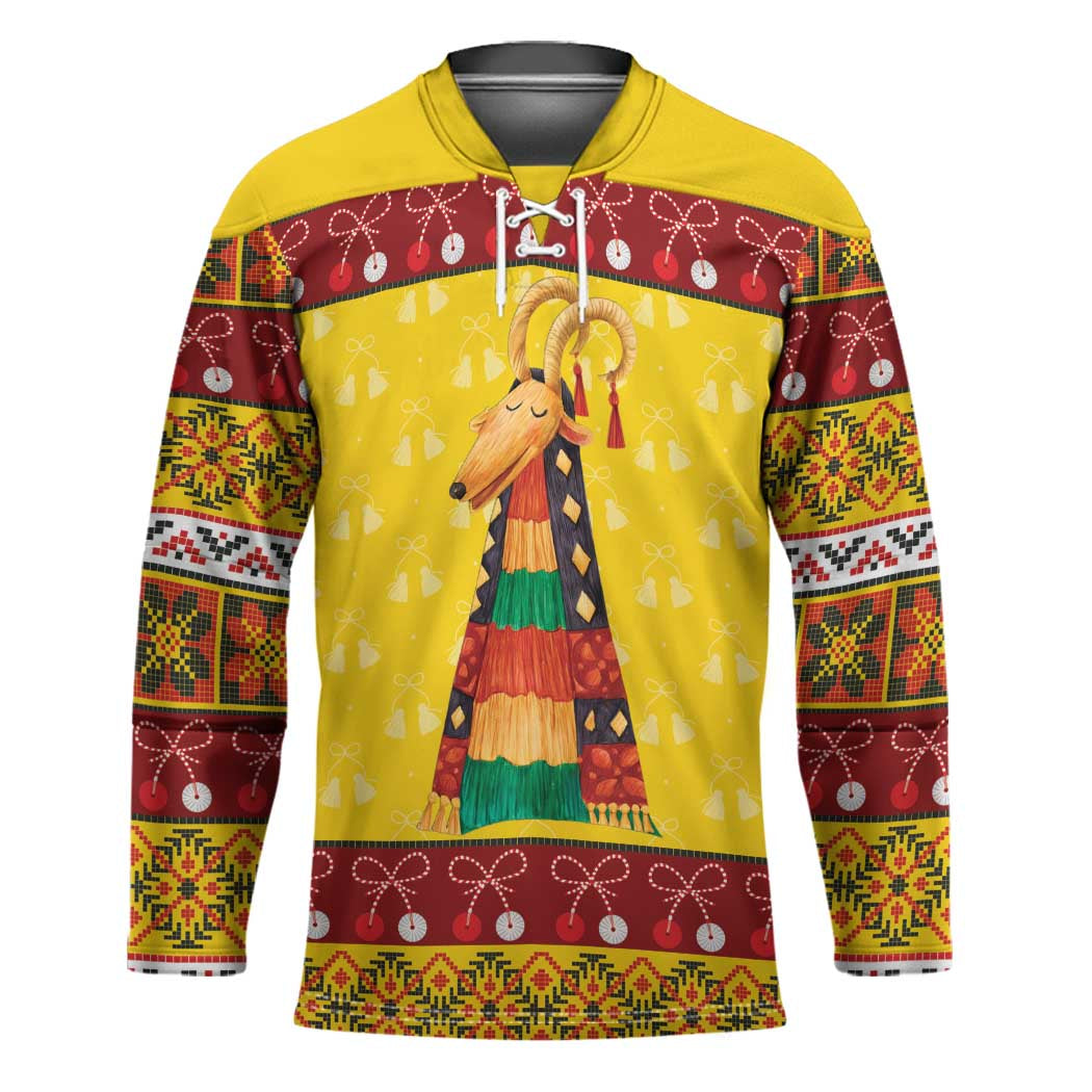 Personalized Moldova Christmas Hockey Jersey Capra Goat Folk Costume - Wonder Print Shop