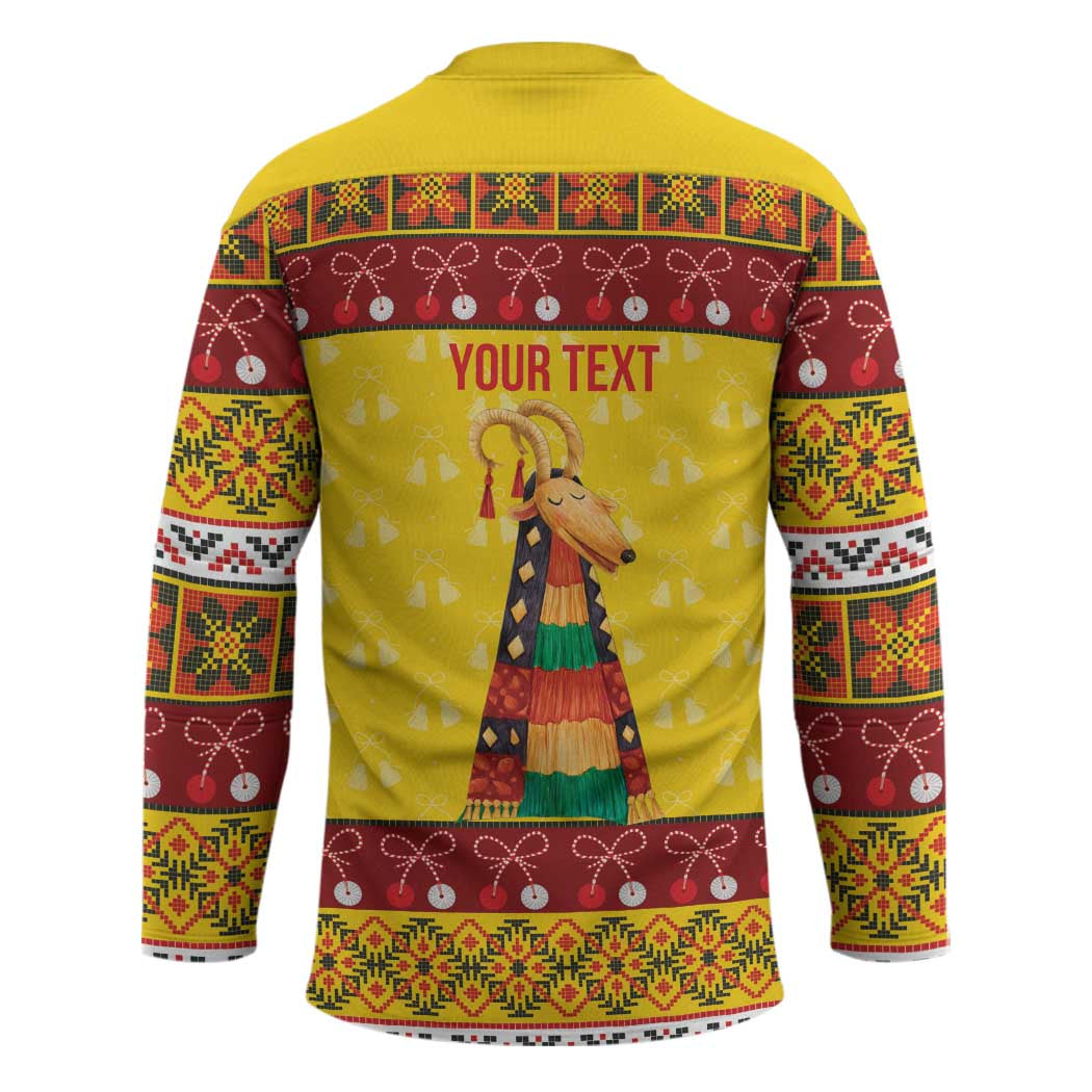 Personalized Moldova Christmas Hockey Jersey Capra Goat Folk Costume - Wonder Print Shop