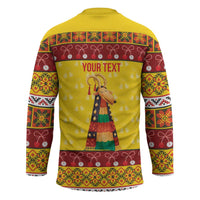 Personalized Moldova Christmas Hockey Jersey Capra Goat Folk Costume - Wonder Print Shop