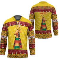 Personalized Moldova Christmas Hockey Jersey Capra Goat Folk Costume - Wonder Print Shop