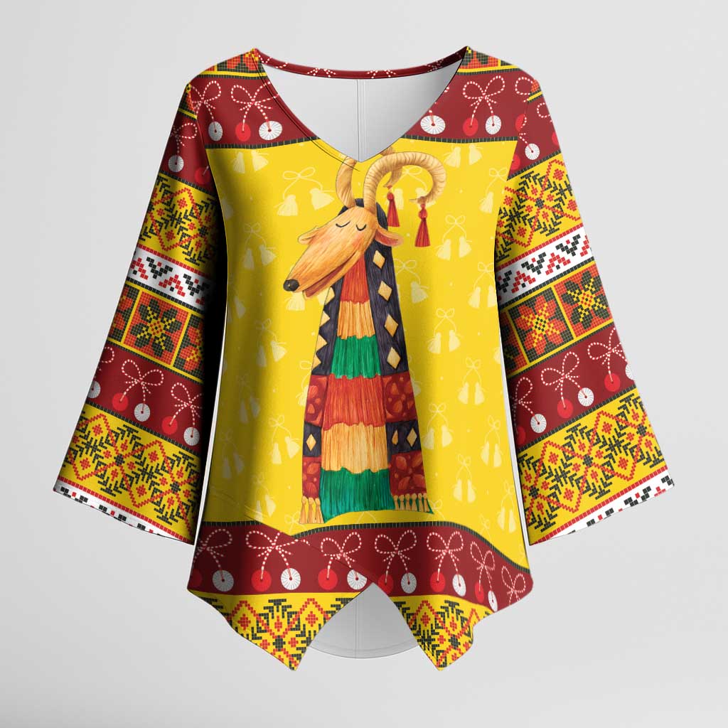 Personalized Moldova Christmas Kimono Sleeve Blouse Capra Goat Folk Costume - Wonder Print Shop