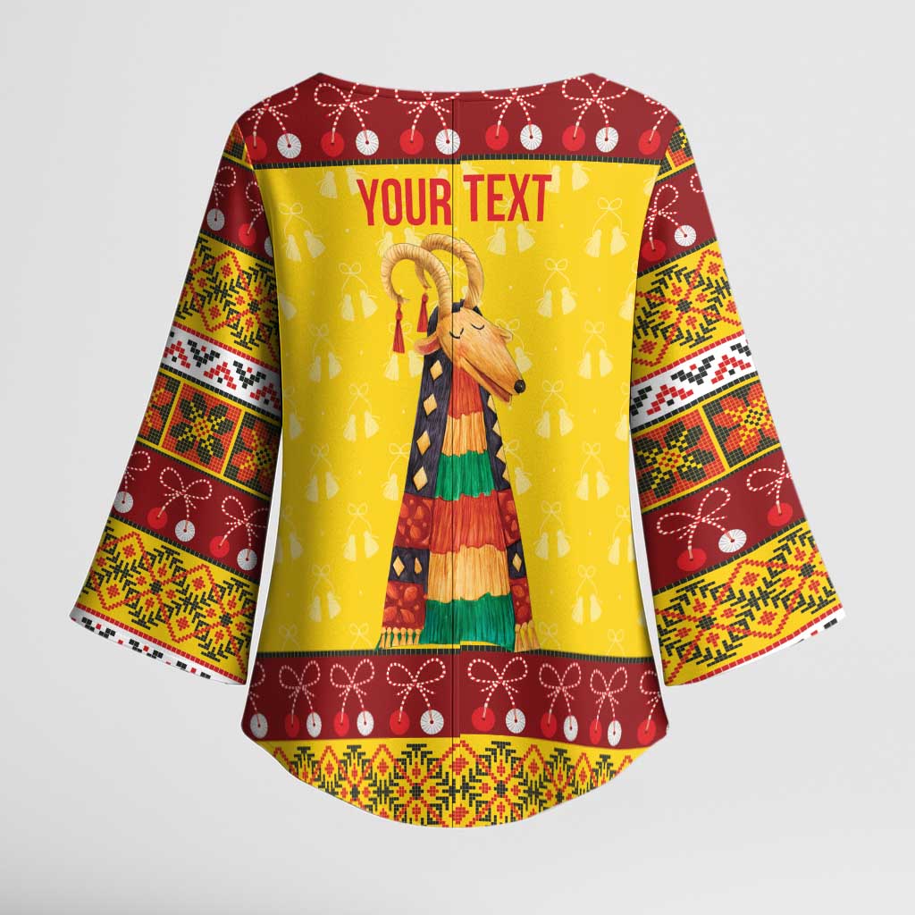 Personalized Moldova Christmas Kimono Sleeve Blouse Capra Goat Folk Costume - Wonder Print Shop