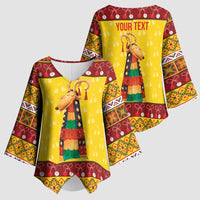 Personalized Moldova Christmas Kimono Sleeve Blouse Capra Goat Folk Costume - Wonder Print Shop