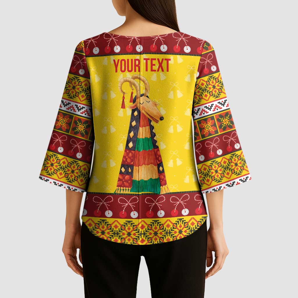Personalized Moldova Christmas Kimono Sleeve Blouse Capra Goat Folk Costume - Wonder Print Shop
