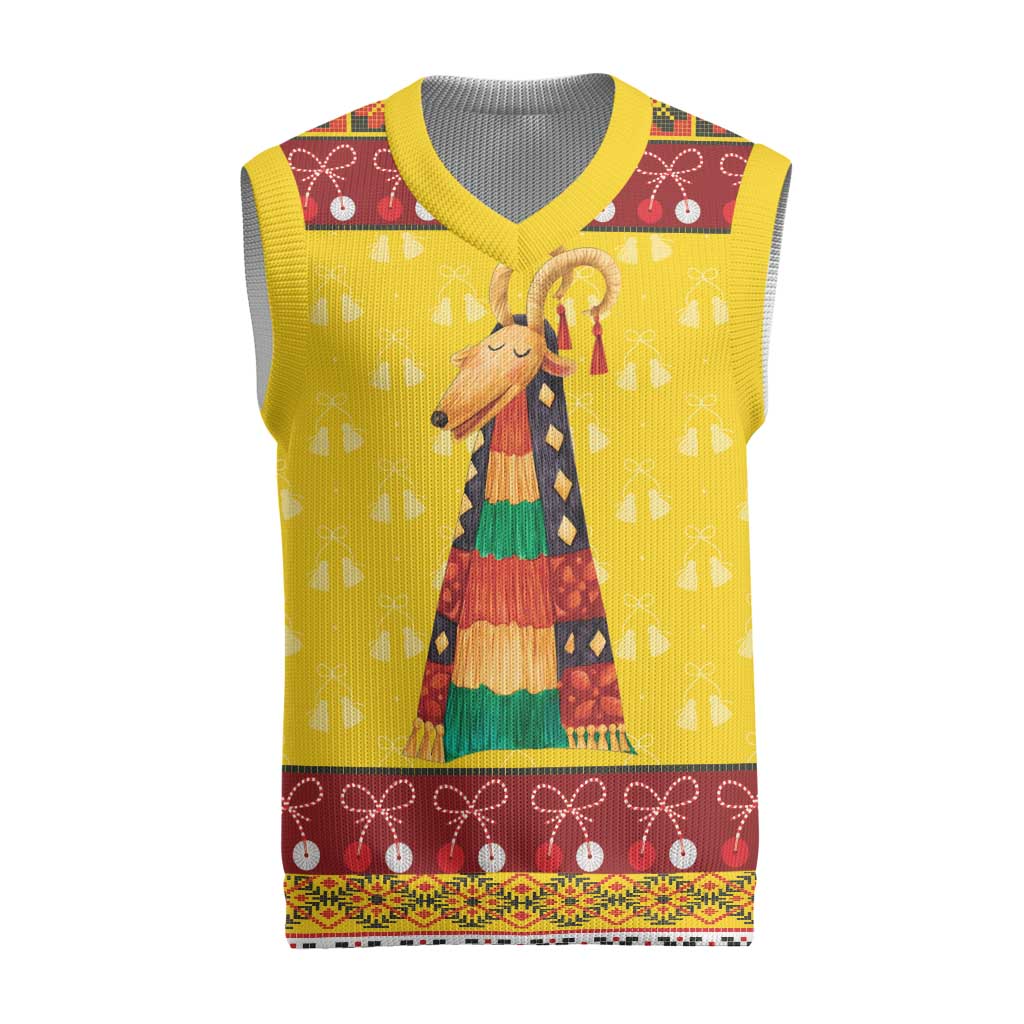 Personalized Moldova Christmas Knitted V-Neck Vest Capra Goat Folk Costume - Wonder Print Shop