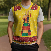Personalized Moldova Christmas Knitted V-Neck Vest Capra Goat Folk Costume - Wonder Print Shop