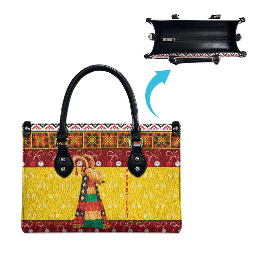 Personalized Moldova Christmas Leather Bag Capra Goat Folk Costume - Wonder Print Shop