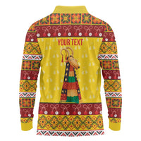 Personalized Moldova Christmas Long Sleeve Polo Shirt Capra Goat Folk Costume - Wonder Print Shop