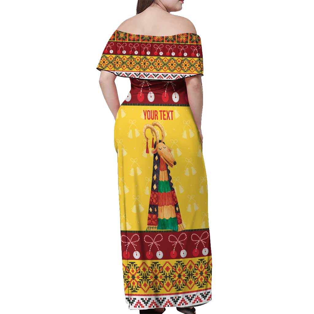 Personalized Moldova Christmas Off Shoulder Maxi Dress Capra Goat Folk Costume - Wonder Print Shop