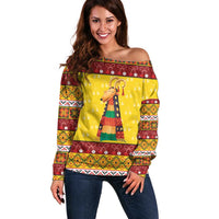 Personalized Moldova Christmas Off Shoulder Sweater Capra Goat Folk Costume - Wonder Print Shop