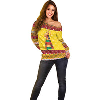 Personalized Moldova Christmas Off Shoulder Sweater Capra Goat Folk Costume - Wonder Print Shop