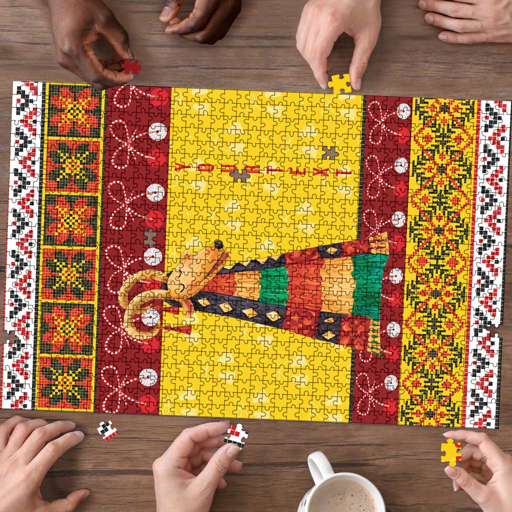 Personalized Moldova Christmas Puzzle Capra Goat Folk Costume - Wonder Print Shop
