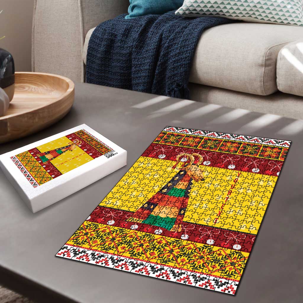 Personalized Moldova Christmas Puzzle Capra Goat Folk Costume - Wonder Print Shop