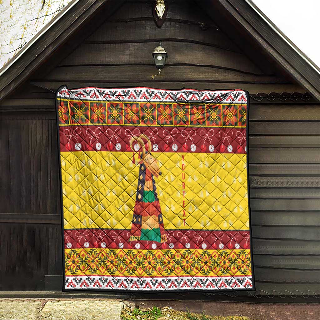 Personalized Moldova Christmas Quilt Capra Goat Folk Costume - Wonder Print Shop
