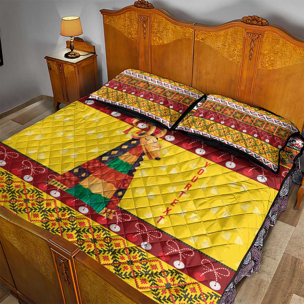 Personalized Moldova Christmas Quilt Bed Set Capra Goat Folk Costume - Wonder Print Shop