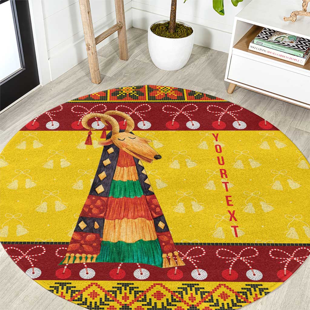 Personalized Moldova Christmas Round Carpet Capra Goat Folk Costume - Wonder Print Shop