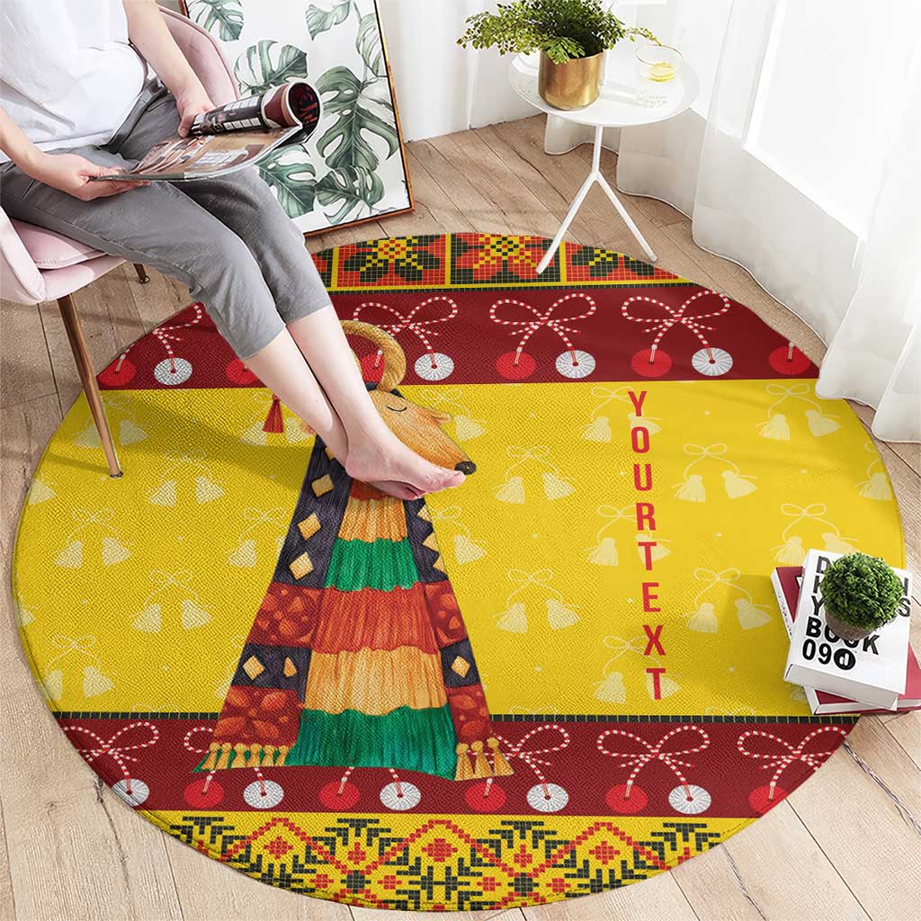 Personalized Moldova Christmas Round Carpet Capra Goat Folk Costume - Wonder Print Shop