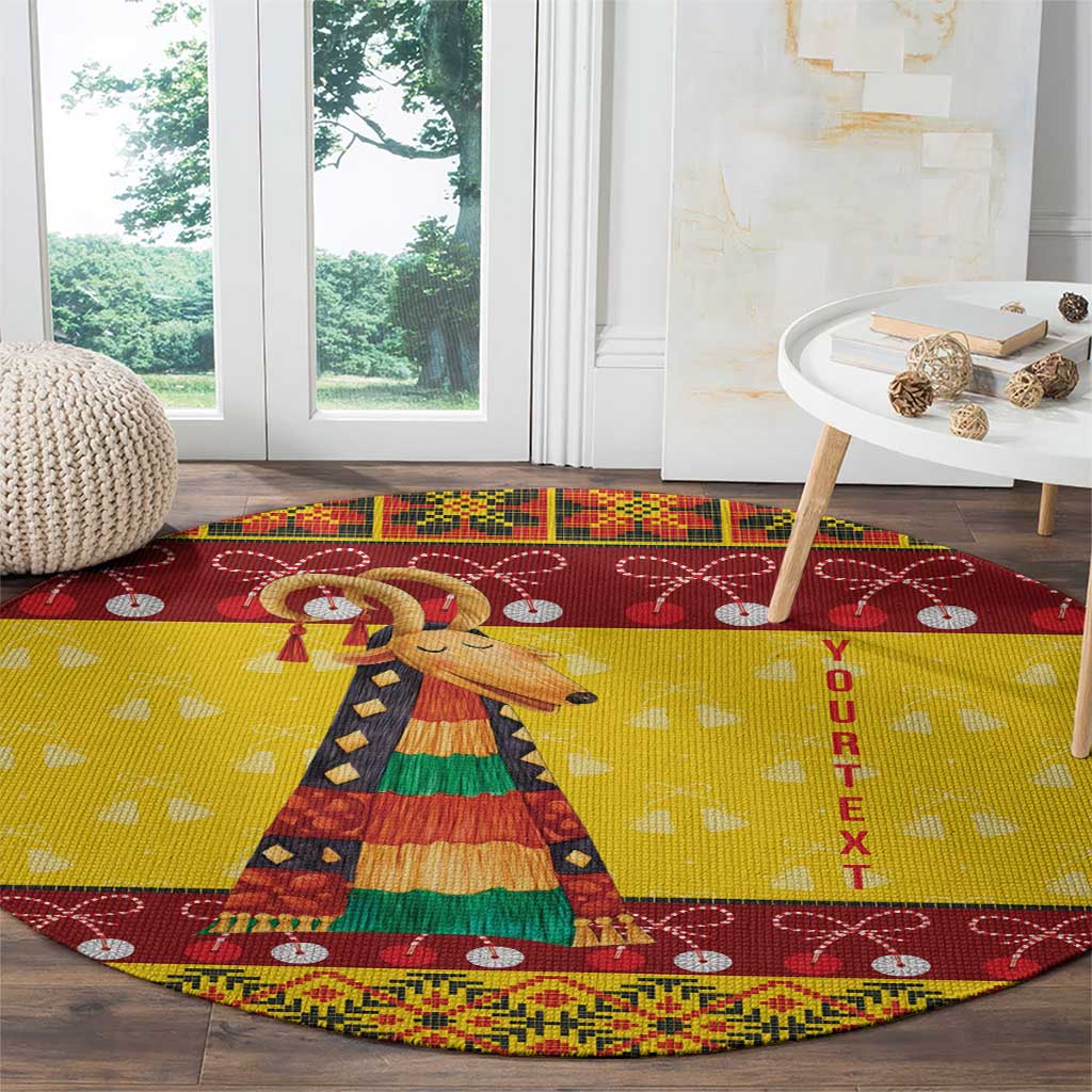 Personalized Moldova Christmas Round Carpet Capra Goat Folk Costume - Wonder Print Shop