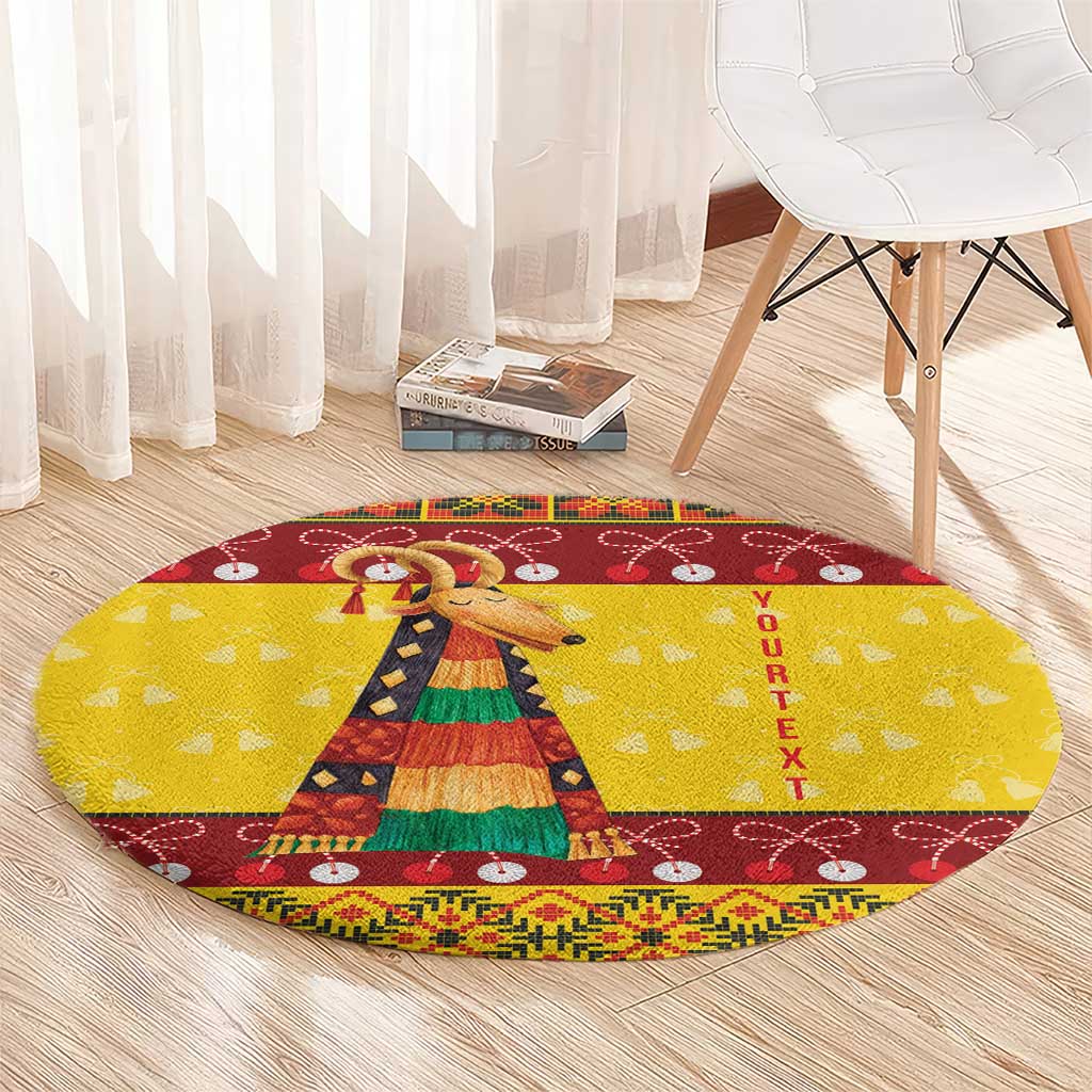 Personalized Moldova Christmas Round Carpet Capra Goat Folk Costume - Wonder Print Shop