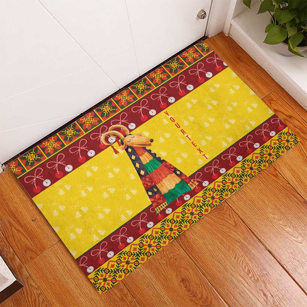 Personalized Moldova Christmas Rubber Doormat Capra Goat Folk Costume - Wonder Print Shop