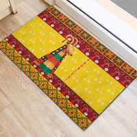 Personalized Moldova Christmas Rubber Doormat Capra Goat Folk Costume - Wonder Print Shop