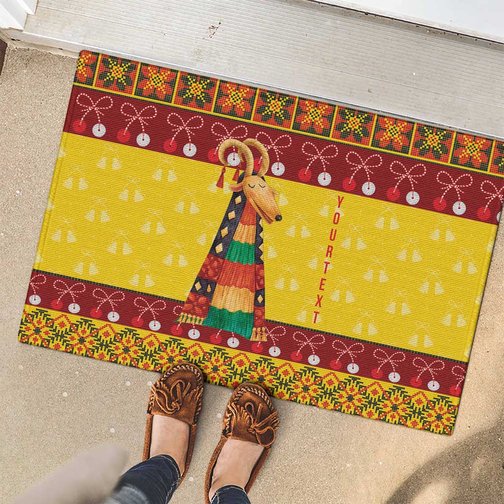 Personalized Moldova Christmas Rubber Doormat Capra Goat Folk Costume - Wonder Print Shop