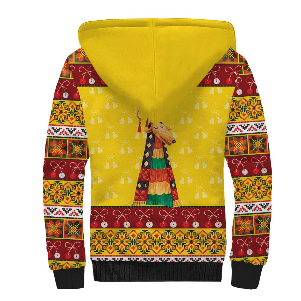 Personalized Moldova Christmas Sherpa Hoodie Capra Goat Folk Costume - Wonder Print Shop