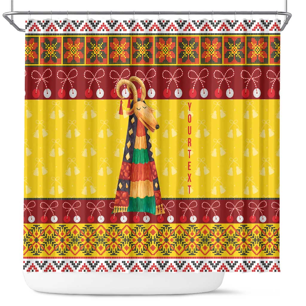 Personalized Moldova Christmas Shower Curtain Capra Goat Folk Costume - Wonder Print Shop