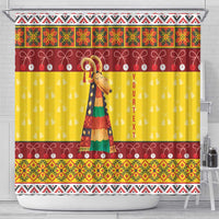 Personalized Moldova Christmas Shower Curtain Capra Goat Folk Costume - Wonder Print Shop