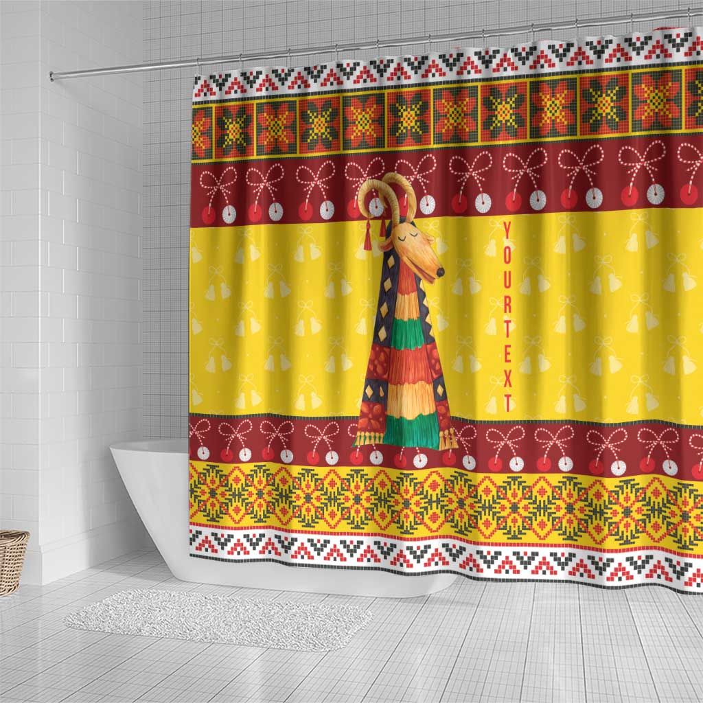 Personalized Moldova Christmas Shower Curtain Capra Goat Folk Costume - Wonder Print Shop